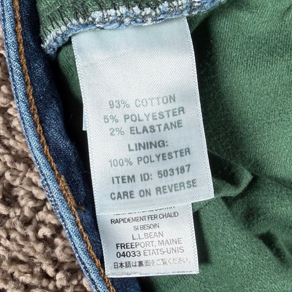 LL Bean Classic Fit fleece lined denim Jeans Blue 18 Petite Warm Winter outdoor - Picture 6 of 12